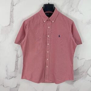 Men's Red Checkered Polo Ralph Lauren Button Up Dress Formal Shirt Size Large.